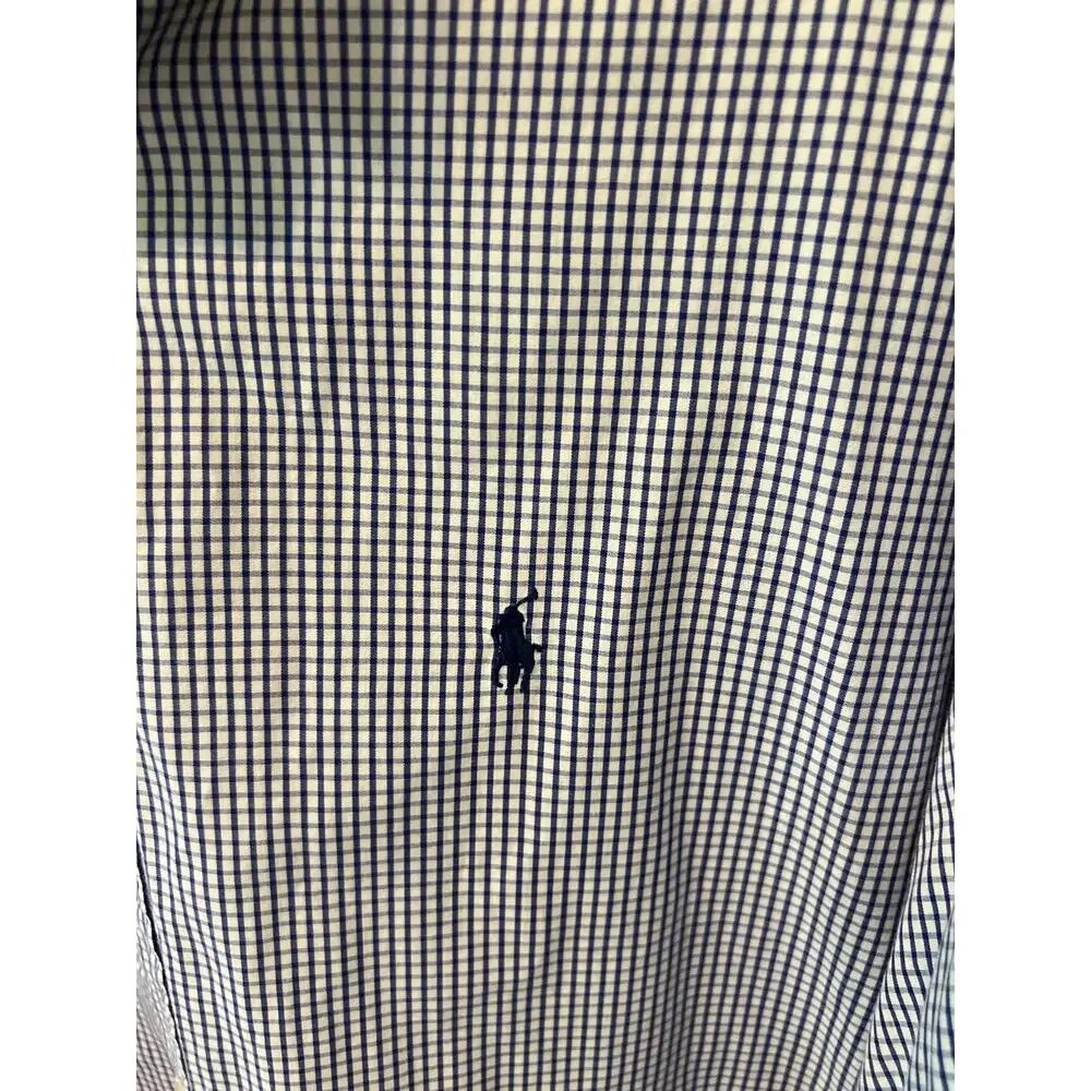 Ralph Lauren Long Sleeve Button Down Shirt Men's Size 17 Blue White Checked
